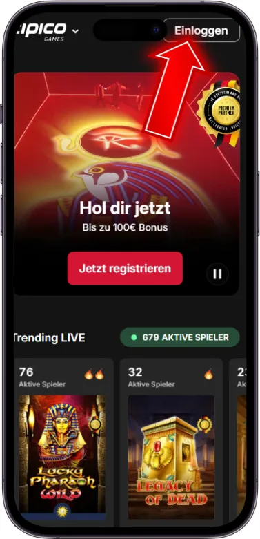 Einloggen wählen