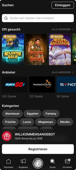 Spielsuch- und Filterseite