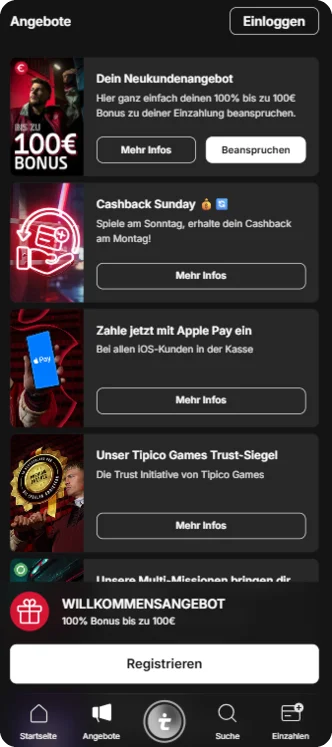 Tipico Login app Angebote